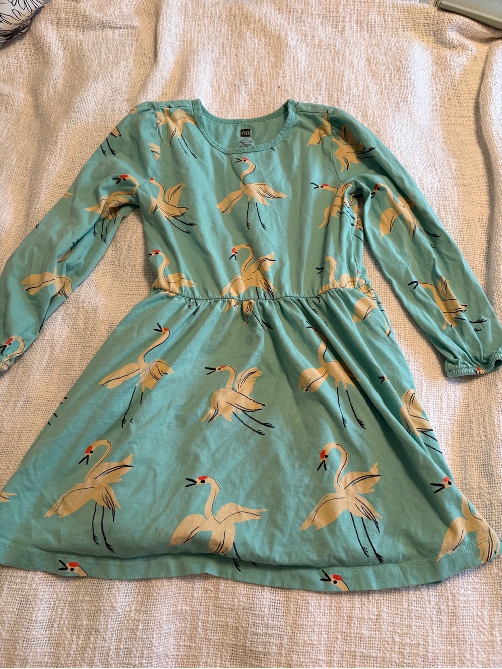 Tea Collection Girl’s Teal Print Long-Sleeve Dress size 6